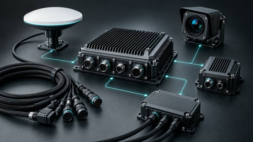 Qualified COTS hardware: GNSS antenna, compute unit, camera and harnesses